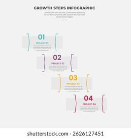 growth steps journey concept infographic outline style with 4 point template with creative box container with opposite line accessories for slide presentation vector
