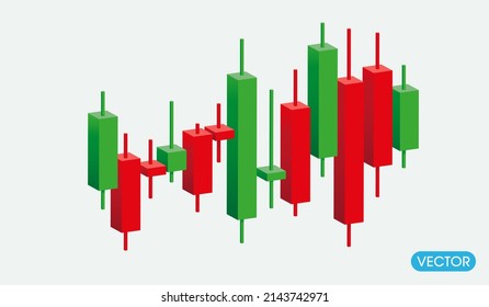 Growth stock diagram financial graph. candlestick icon trading stock or forex 3d icon vector illustration style svg