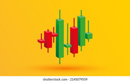 Growth stock diagram financial graph with candlestick icon trading stock or forex 3d icon vector illustration style svg