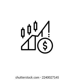 Growth stock diagram financial graph. candlestick with arrow up Trading stock or forex