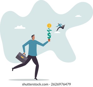 Growth stock return or dividend investment, saving and prosperity or success business achievement .character for design.