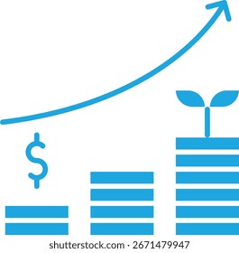 Ilustración de icono de Vector único de Growth Stock