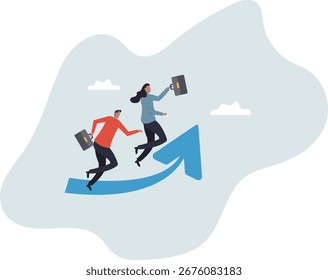Estrategia de crecimiento, desarrollo de la trayectoria profesional o negocio en crecimiento, capacitación o mejora de los empleados, promoción laboral. sobre un hombre y su vida.
