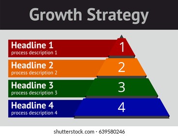Growth Strategy diagram, a vector design template for a corporate chart, on a neutral grey background