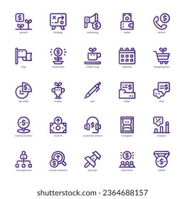 Growth and Strategy icon pack for your website, mobile, presentation, and logo design. Growth and Strategy icon basic line gradient design. Vector graphics illustration and editable stroke.