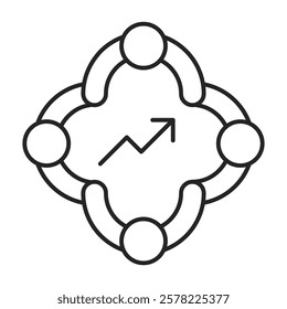 Growth Strategy Icon Representing Team Progress, Organizational Goals, and Collective Success