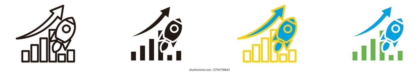 Growth Strategy Icon Set Multiple Style Collection