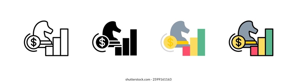 Growth Strategy Multi Style Icon Set Vector