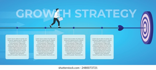 Growth strategy, solving problem to success in work, solution or growing business concept, smart businessman target Infographic template Can be used for workflow layout, diagram, banner, Vector illust