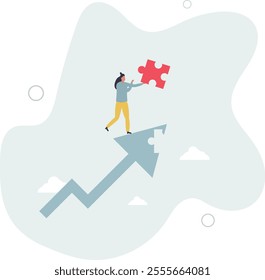 Growth strategy, solving problem to success in work, solution or growing business concept.flat characters.