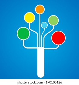 Growth and Subsections networks, tree network design. Vector illustration