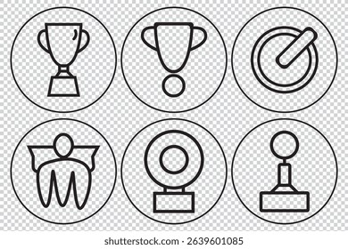 Growth, Success and Development Editable Stroke thin line icons. Icon includes Success, Growth, Progress, Checklist, Development, Focus. Stand top.Growth symbols collection. Vector illustration EPS 10