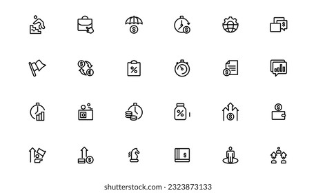 Growth and Success icon set. Successful business development, plan, and process symbol. Goals and Target Related