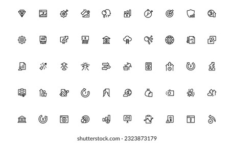 Growth and Success icon set. Successful business development, plan, and process symbol. Goals and Target Related.
