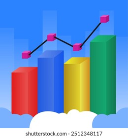 Growth and success infographic bar chart vector illustration. Suitable for business growing content
