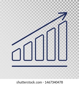 Growth template. Business progress. Growing bar graph icon on transparent background. Finance, career grows concept. Vector illustration.