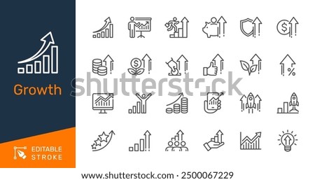 Growth thin line icons. Editable stroke. Pixel perfect.