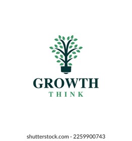 Growth Think logo design natural tree