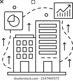 Growth through mergers and acquisitions vector line icon design, business corporation symbol, Joint partnership Sign, Sales and Marketing management stock, business sustainability management Concept