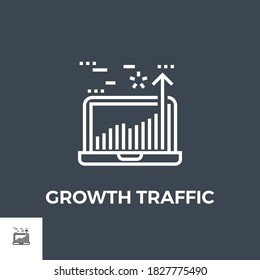 Growth Traffic Related Vector Thin Line Icon. Isolated on Black Background. Vector Illustration.