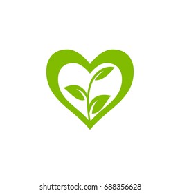growth tree love heart logo vector