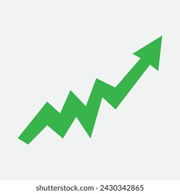 Growth Trend Chart icon. Glyph style is flat iconic symbol with rounded angles, eco green color, white background, eps10