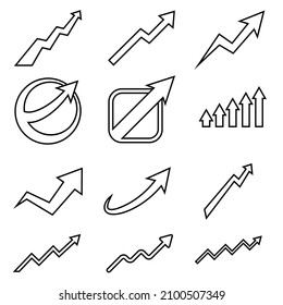 Growth Trend Chart icon vector set. Profit graph illustration sign collection. up arrow symbol or logo.