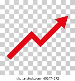 Growth Trend Chart icon. Vector illustration style is flat iconic symbol, red color, transparent background. Designed for web and software interfaces.