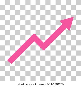 Growth Trend Chart icon. Vector illustration style is flat iconic symbol, pink color, transparent background. Designed for web and software interfaces.