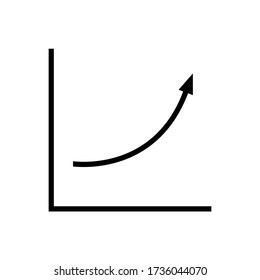 Growth Trend Icon. Presentation Chart With Upward Curve With Exponentially Increasing Values. Vector Illustration