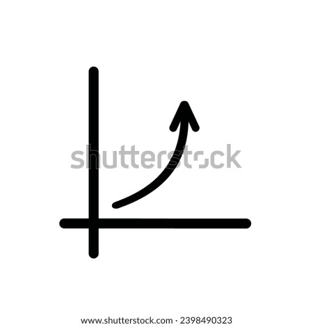 Growth trend icon. Presentation chart with upward curve with exponentially increasing values. Statistics analytic economy business trading vector.