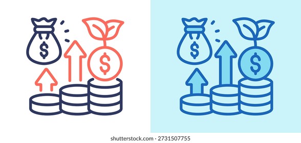 Growth Trend Icon whiteblue Vector Illustration