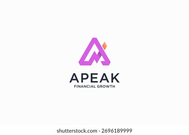 Diseño del logotipo del triángulo de crecimiento más allá de los objetivos comerciales.