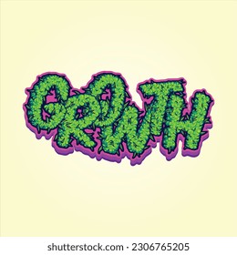 Growth typeface with cannabis flower buds effect illustrations vector for your work logo, merchandise t-shirt, stickers and label designs, poster, greeting cards advertising business company or brands