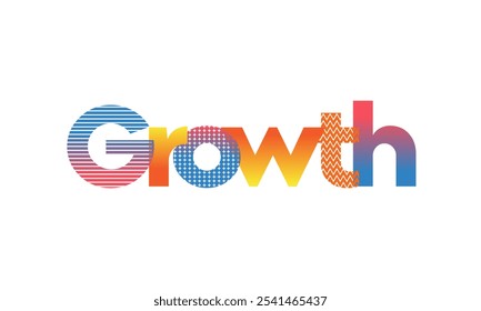 Growth Typography, Corporate Office Wall Branding Wall Sticker Vector illustration Design. Abstract Colorful Text Art Design