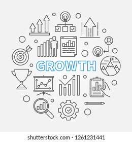 Growth vector circular concept minimal round illustration in thin line style