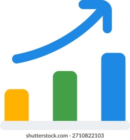 Wachstumsvektordesign im modernen Stil, Finanzfortschritt und Geschäftsentwicklungskonzept, Umsatzsteigerung Illustration. Flachsymbol