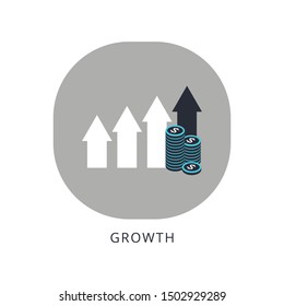 Growth vector diagram with arrow going up. Vector icon isolated on white background. Success business symbol