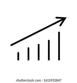 Growth vector diagram with black arrow going up. Success business symbol.