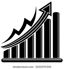 Growth vector diagram with black arrow going up. Vector icon isolated on white background. Success business symbol, Eps file