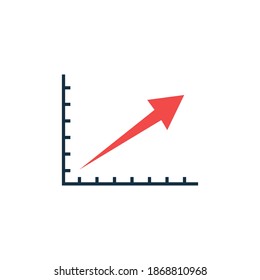 growth vector diagram with red arrow going up. Stock vector illustration isolated on white background.