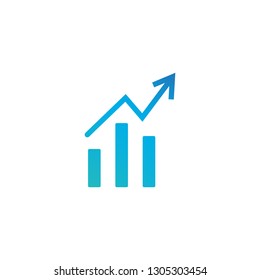Growth vector diagram witharrow going up. Vector icon isolated on white background.