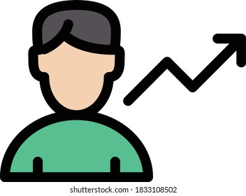 growth vector flat color icon 