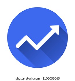 Growth Vector flat icon on blue background with long shadow. Vector illustration - stock vector