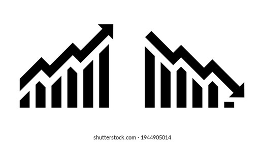 Growth Vector Icon. Graph Or Diagram With Arrow Going Up And Down. Graph Rise And Fall Business. Vector Illustration.