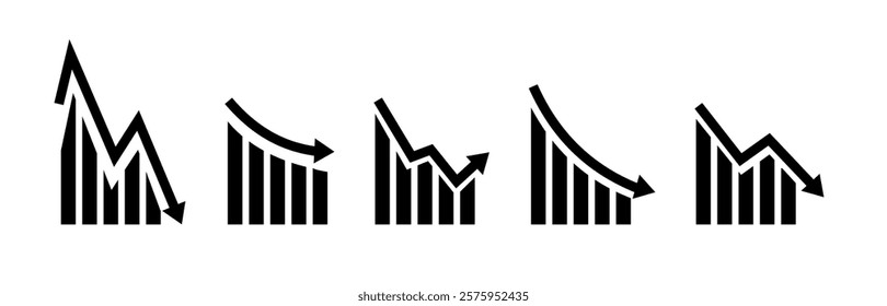 Growth vector icon. Graph or diagram with arrow going up and down. Vector
