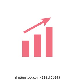 Icono del vector de crecimiento. Símbolo de gráfico de barras de crecimiento. Icono de aumento del crecimiento del dinero. Ilustración vectorial aislada en fondo blanco.