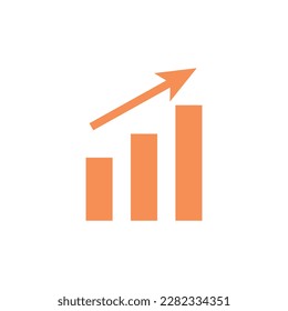Icono del vector de crecimiento. Símbolo de gráfico de barras de crecimiento. Icono de aumento del crecimiento del dinero. Ilustración vectorial aislada en fondo blanco.