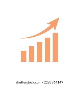 Wachstumsvektorsymbol. Symbol für den Graph der wachsenden Leiste. Erhöhen Sie das Symbol für Geldwachstum. Vektorgrafik einzeln auf weißem Hintergrund.