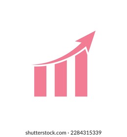 Icono del vector de crecimiento. Símbolo de gráfico de barras de crecimiento. Icono de aumento del crecimiento del dinero. Ilustración vectorial aislada en fondo blanco.